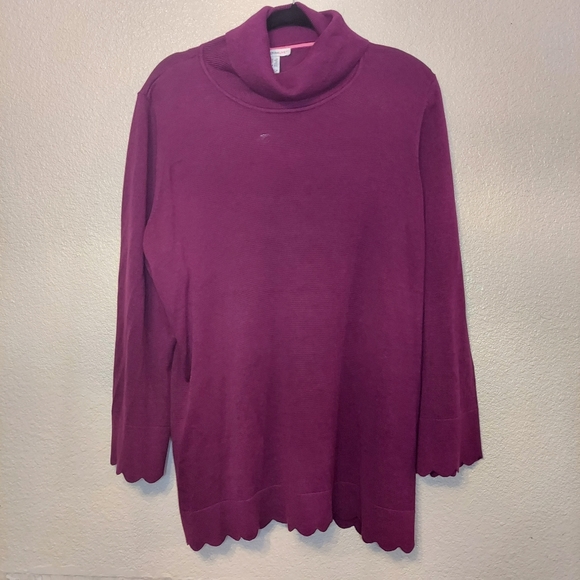 NWOT Issac Mizrahi live turtleneck scalloped light weight sweater size 1X - Picture 9 of 11